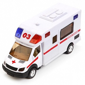 Машинка металлическая инерционная Скорая помощь - 17 см - звуковые эффекты (Технопарк, 1022S-Rsim)